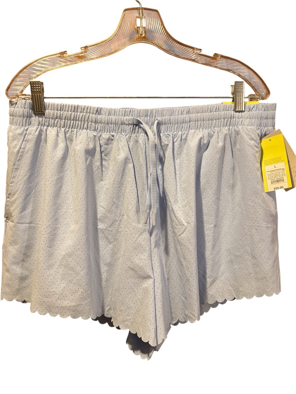 All in Motion light blue perforated scallop edge run shorts Large New